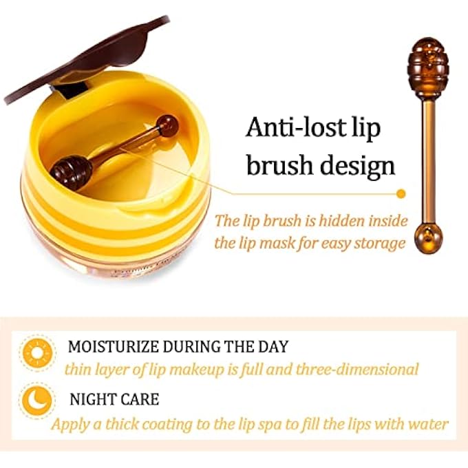 Loobexery 2 PACK BEE LIP BALM HONEY POT, HONEY & STRAWBERRY LIP MASK PROPOLIS LIP MASK MOISTURIZING HYDRATING PREVENTION DRY AND CRACKED LIP SCRUBS EXFOLIATOR (HONEY+STRAWBERRY) - Image 3